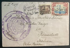 1929 USA LZ 127 Graf Zeppelin First Round Flight Airmail cover To Czechoslovakia