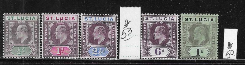 ST LUCIA SCOTT #50-52/54-55 1904-1905 EDWARD VII WMK 3 - MINT HINGED