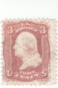 Scott # 65 - 3c Rose - Washington - Used 