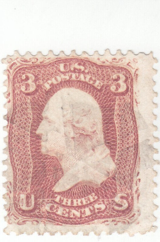 Scott # 65 - 3c Rose - Washington - Used 