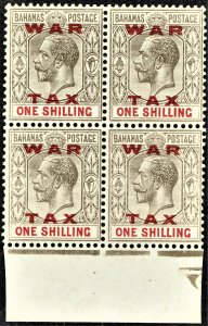 [mag870] BAHAMAS 1919 SG#104 War tax Scott#MR18 Block of 4 mint never hinged