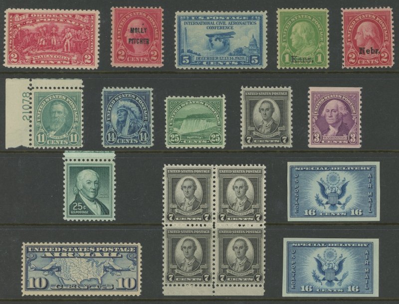 USA - Old mint mix on double sided stock page - 19th Century --> 1935