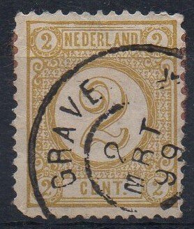 NETHERLANDS - 1876 - 2 - ORANGE / OLIVE - Used -