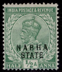 INDIAN STATES - Nabha GV SG50b, ½a bright green, M MINT.