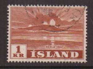 Iceland   #251  used  1948  eruption Hekla  1k