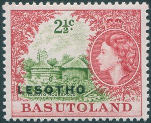 Lesotho 1966 2½c pale yellow-green & rose-red SG113B unused