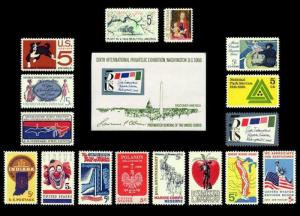 1966 Year Set of 16 Commemorative Stamps & S/S Mint NH - Stuart Katz