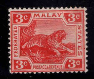 Federated Malay States Scott 42 wmk 3,  Scarlet MH* stamp