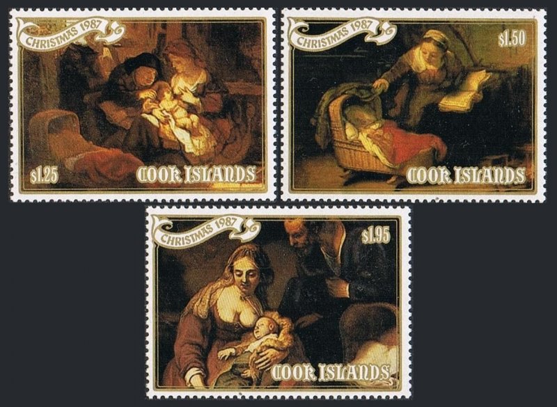 Cook Islands 993-992, MNH. Michel 1249-1251.  Christmas 1987.Rembrandt paintings