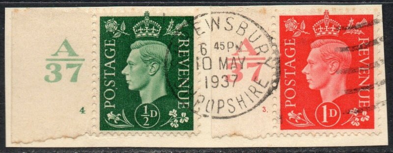 1937 Sg 462/3 ½d & 1d Cylinder A37 with First Day of Issue Cancellation