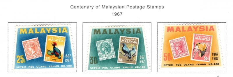 Malaysia Scott 48-50 Stamp Centennial