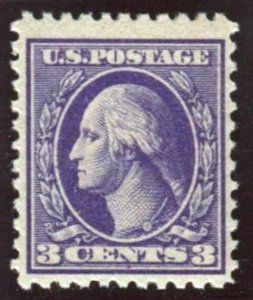 US Scott 530 3c Washington Purple MINT OG F/VF NH Type IV  P11 1918 ~ SCV $35.00