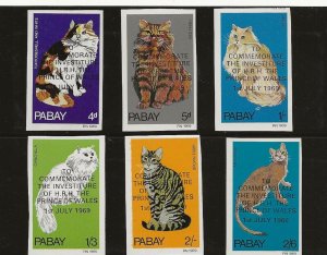 GB  Local Pabay 1969 Cats set of 6 optd for Investiture, imperf mint never hinge
