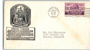 1936 ARKANSAS 100 years 782-12a FDC with C. Stephen Anderson cachet TA