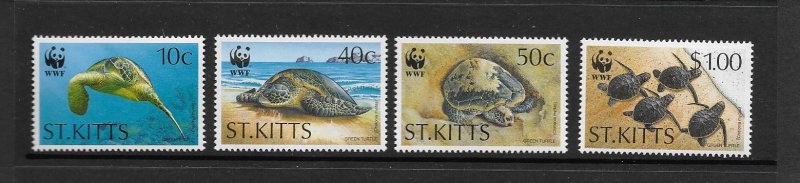 TURTLES - ST KITTS #381-4  WWF  MNH