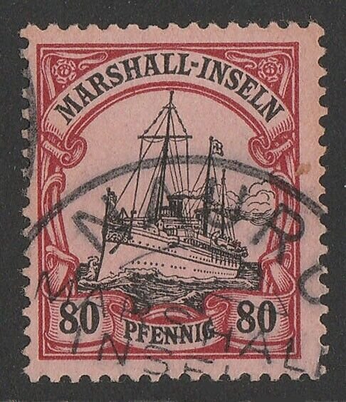 NAURU 1908 precursor use of Marshalls Yacht 80pf. Expertised. 