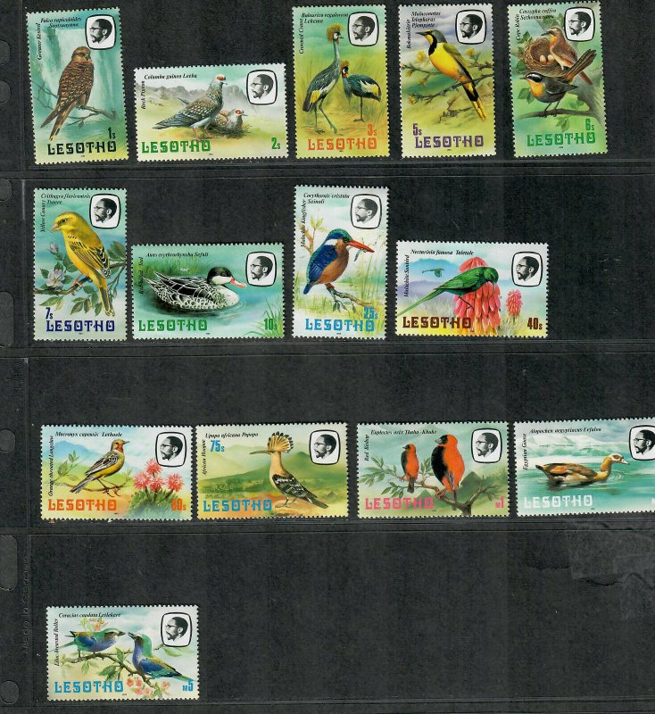 Lesotho Sc#321-334 M/NH/VF, Birds, Cv. $24.30