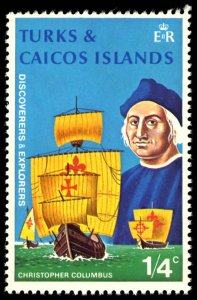 TURKS AND CAICOS Sc 253 MNH - 1972 ¼¢ - Columbus, Nina, Pinta, & Santa Maria