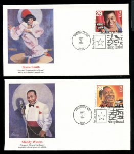 US 2854-2861 American Music - Jazz Singers set of 8 UA Fleetwood cachet FDC