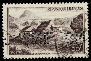 France #632 Mt. Gerbier de Jonc- Vivarais Perfin; Used