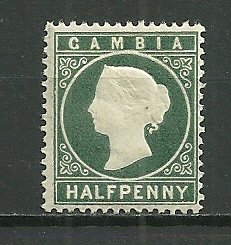 1886 Gambia Embossed ½p Victoria MNH