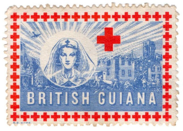(I.B) British Guiana Cinderella : Red Cross War Charity Stamp