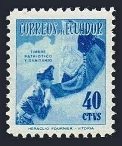 Ecuador RA75,MNH.Michel Zw 81-I. Postal Tax Stamp 1955.Soldier kissing flag.