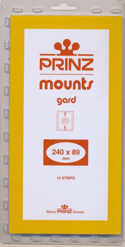 Prinz Scott Stamp Mount 89/240 mm - CLEAR - Pack of 10 (89x240 89mm)  STRIP  946