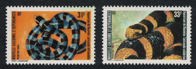 New Caledonia Sea Snakes 'Laticaudata laticaudata' Noumea Aquarium 2v 1983