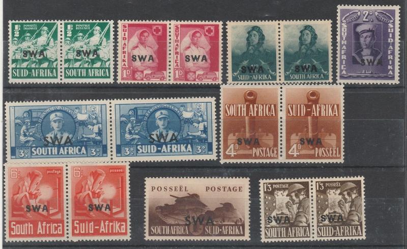 SOUTH WEST AFRICA 1941 WAR SET PAIRS */**