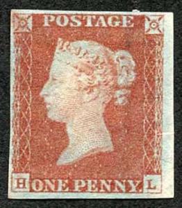 1841 Penny Red (HL) Fine Four margins Lightly M/Mint