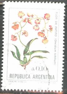 Argentina Scott 1443 used flower stamp new currency 1983-85