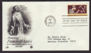 US Francis of Assisi 1982 PCS Typed FDC BIN