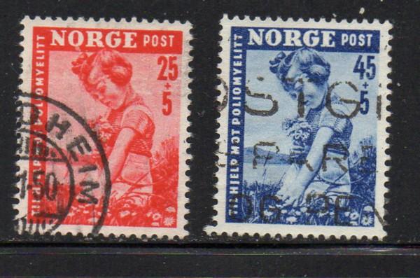 Norway Sc B48-9 1950 Polio stamp set used