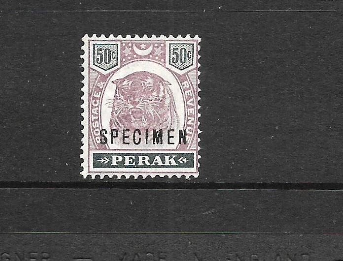 PERAK  1895-99   50c  TIGER     MLH     SPECIMEN     SG 74s