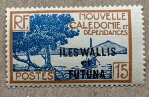 Wallis & Futuna 1930 15c Bay of Paletuviers Point, MNH. Scott 49, CV $0.45