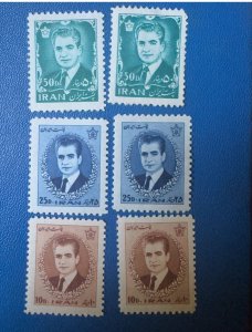 Iran - 6 single Stamps  - Mohammad Reza Shah Pahlavi