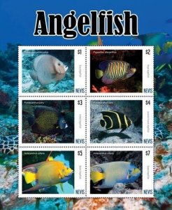 Nevis 2019 - Angelfish - Sheet of 6 stamps- Scott #2000 - MNH 
