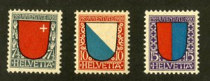 SWITZERLAND B15-17 MNH SCV $46.50 BIN $22.50 COATS OF ARMS