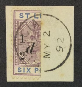 MOMEN: ST LUCIA SG #54a 1891-2 NO FRACTION BAR USED LOT #61734