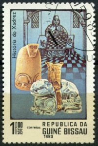 Guinea-Bissau Sc#473 Used, 1p multi, History of Chess (1983)