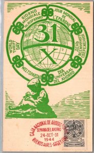 SCHALLSTAMPS ARGENTINA POSTAL HISTORY PIC POSTCARD COMM WORLD THRIFT DAY YR'1944