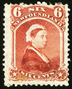 Newfoundland #35 1870 6c Dull Rose Queen Victoria VF Mint Hinged