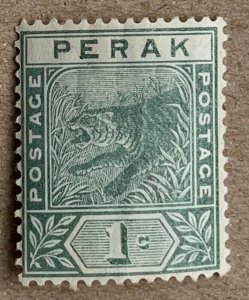 Perak 1892 1c Leaping Tiger, unused LH. Scott 42, CV $2.40. SG 61