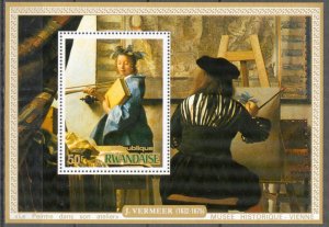 Rwanda 1975 art Paintings J. Vermeer (1) S/S MNH