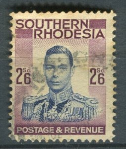 SOUTHERN RHODESIA; 1938 early GVI issue fine used Shade of 2s.6d. value