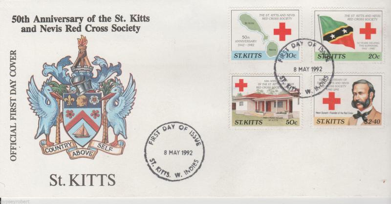 ST KITTS   50th Anniv of St. Kitts-Nevis Red Cross Society  1992   FDC