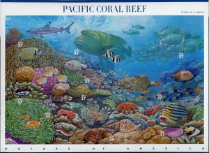 UNITED STATES SCOTT #3831 PACIFIC CORAL REEF SHEET(10) MINT NH