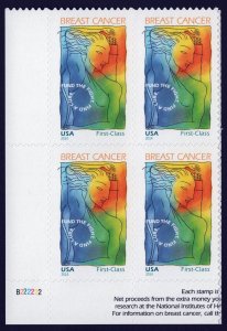 SC#B5 (55¢ + 11¢) Breast Cancer Awareness Plate Block LL #B222222 (2014) SA