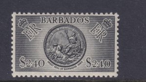 BARBADOS, 1957 QE, Script CA, $ 2.40 Black, lhm.